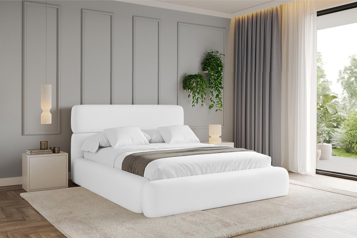 POLSTERBETT mit Bettkasten und Lattenrost, Boxbett ohne Matratze - ENORA 180x200 Weiß Kunstleder - Weiß Hochglanz, Holzwerkstoff/Textil (180/200cm) - ALTDECOR