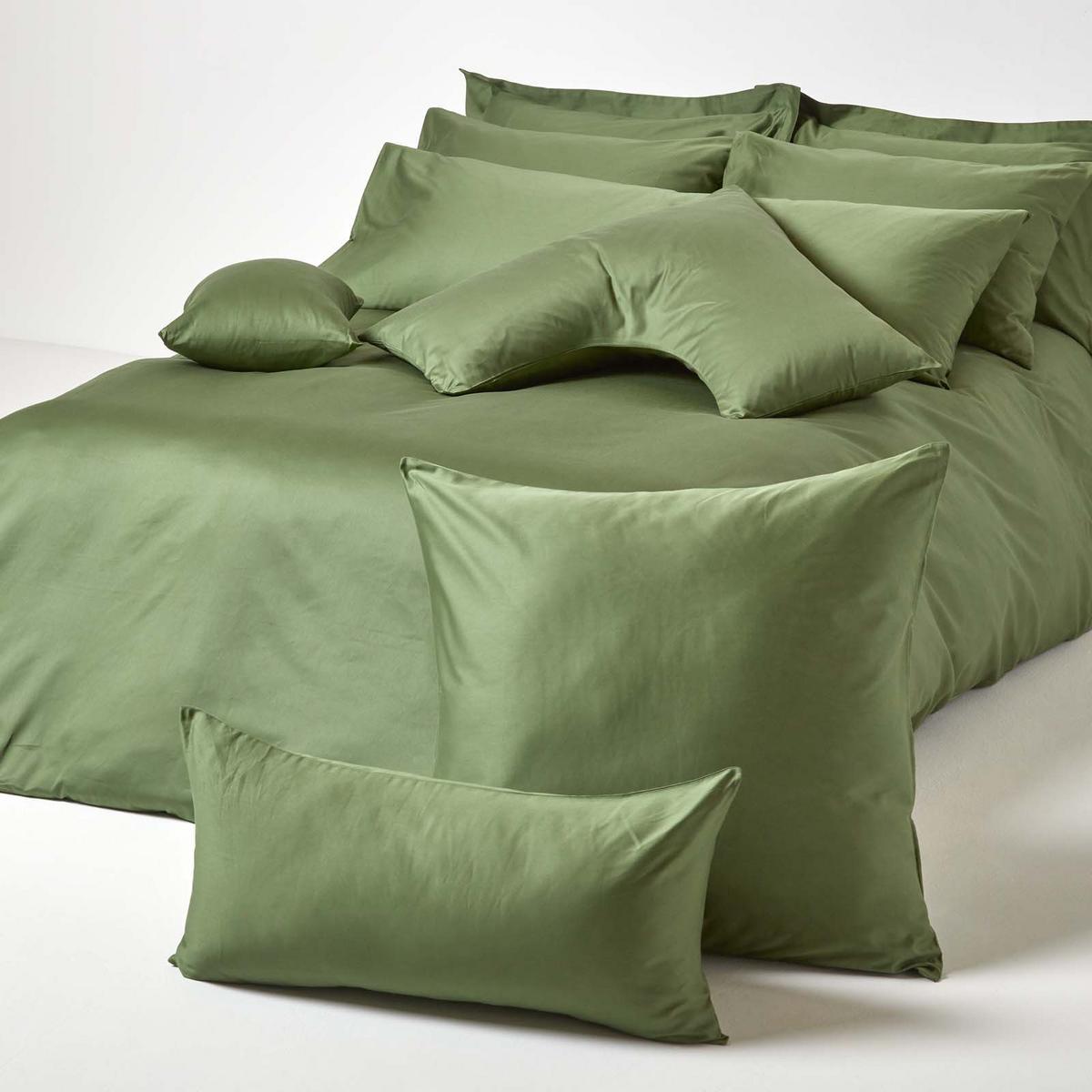 BIO-KISSENBEZUG Satin, Fadendichte 400 - Grün, Textil (80/80cm) - Homescapes