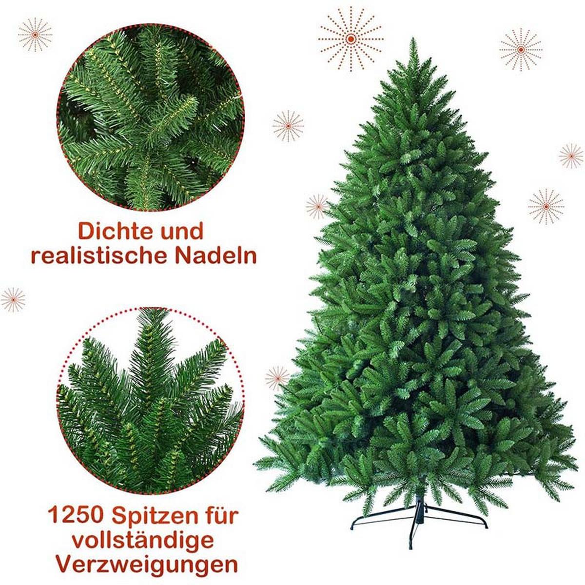 WEIHNACHTSBAUM mit Metallständer 180cm Grün - Grün, Metall (180cm) - COSTWAY