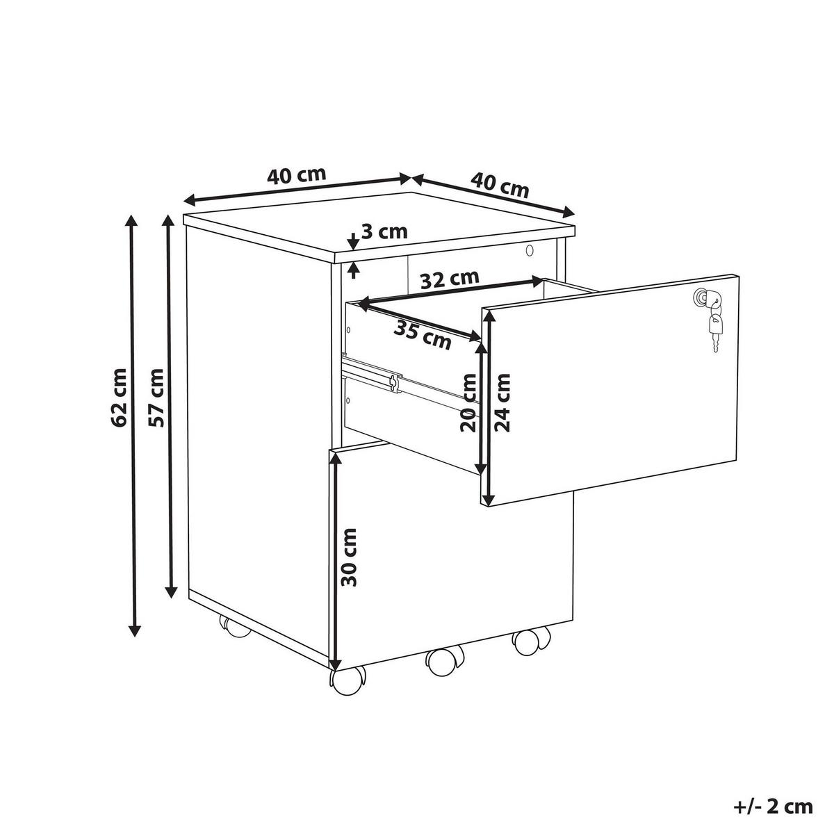 BÜROSCHRANK Hellbraun Johnson - Hellbraun/Schwarz, Holzwerkstoff (40/62/40cm) - Beliani
