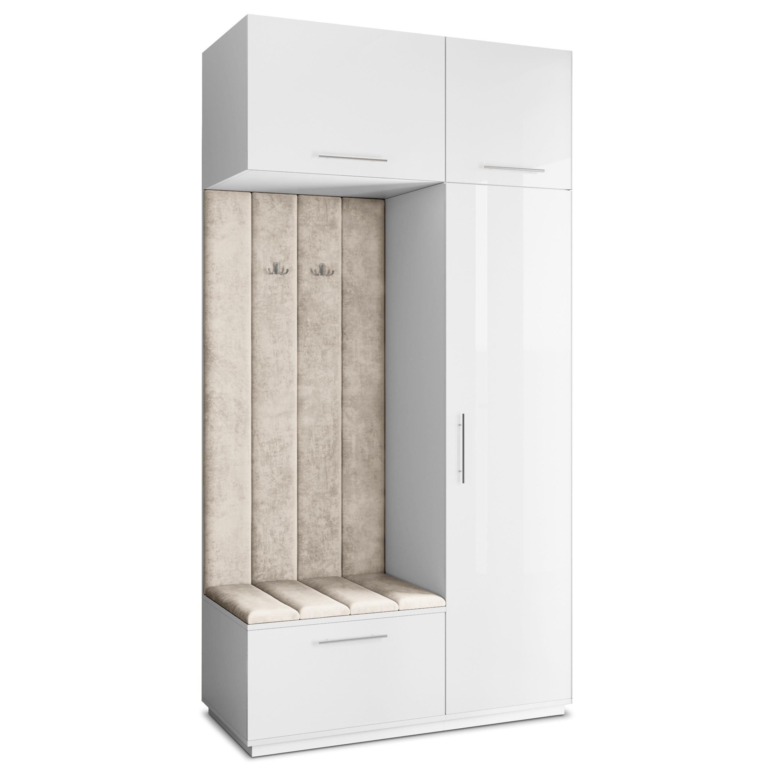 GARDEROBENSCHRANK REMA 120/240/60 cm Modern Weiß - Beige/Weiß, Holzwerkstoff (120/240/60cm) - MASSENO