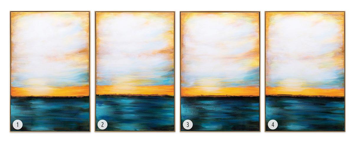 ACRYLBILD HANDGEMALT 60/90 cm - Blau/Gelb, Textil (60/90cm) - KUNSTLOFT