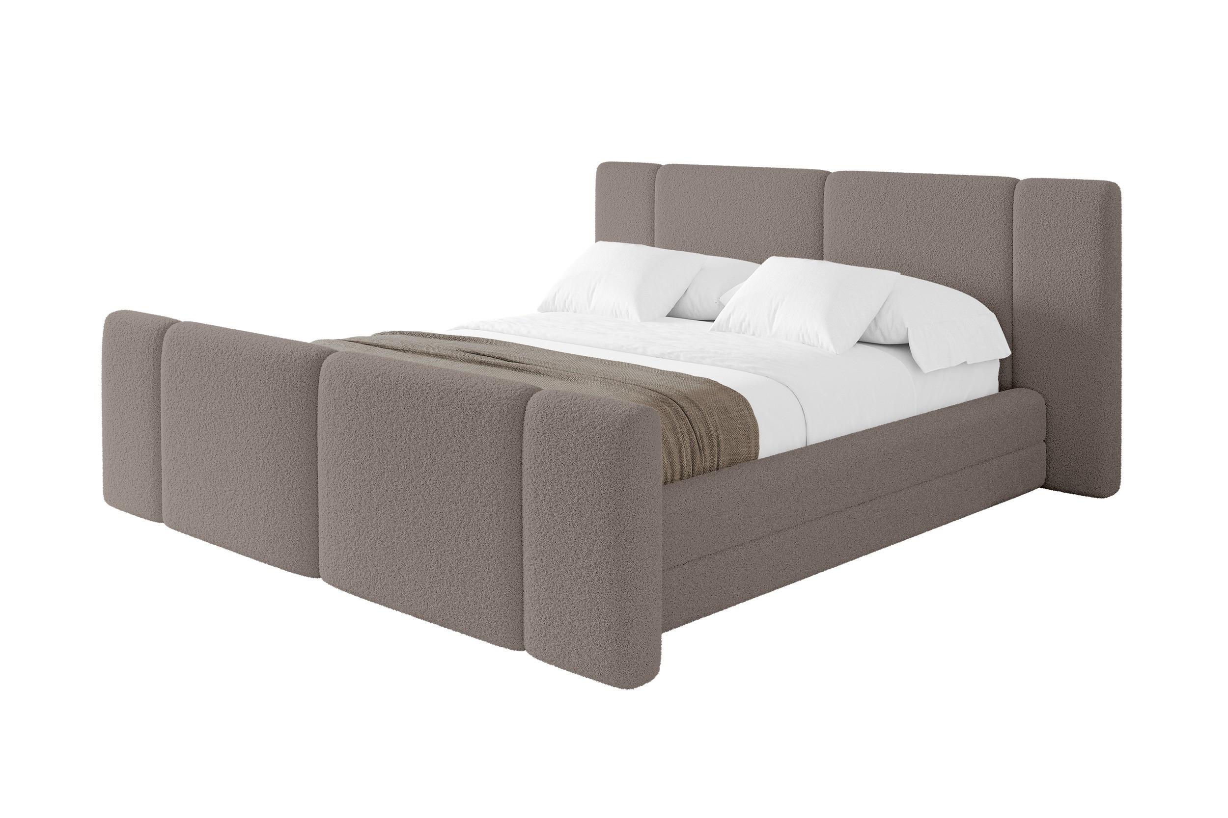 POLSTERBETT mit Bettkasten, Fußteil und Lattenrost, Bett mit Matratze H3/H4 - TEVO-Z 140x200 Braun - Braun, Holzwerkstoff/Textil (140/200cm) - ALTDECOR