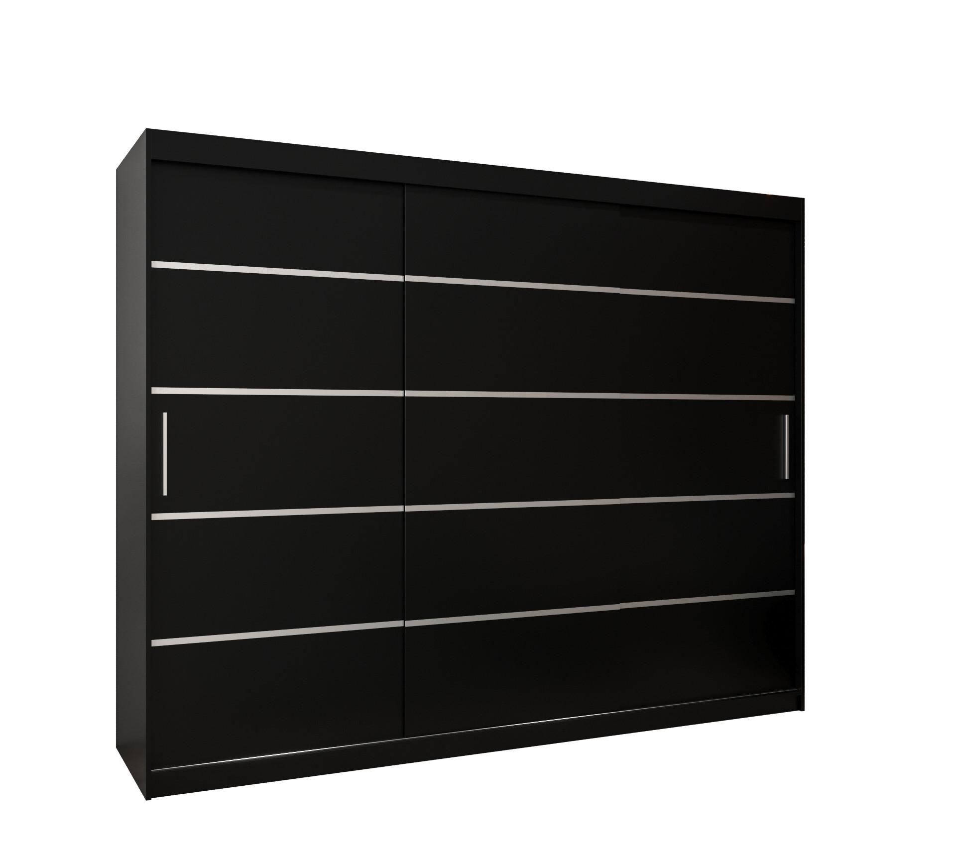 SCHWEBETÜRENSCHRANK 200/250/62 3-türig - Silberfarben/Schwarz, Holz/Kunststoff (250/200/62cm) - MÖBEL KRYSPOL