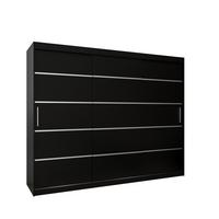 SCHWEBETÜRENSCHRANK 200/250/62 3-türig - Silberfarben/Schwarz, Holz/Kunststoff (250/200/62cm) - MÖBEL KRYSPOL