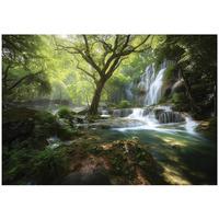 FOTOTAPETE Wald Wasserfall Grün 300x210 cm - Multicolor, Papier (300/210cm) - Wallarena