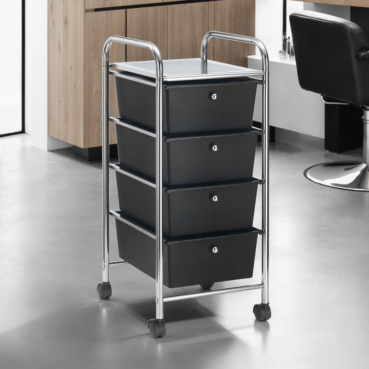 BADROLLWAGEN GINA schwarz - Schwarz, Kunststoff/Metall (33/79/39cm) - IDIMEX