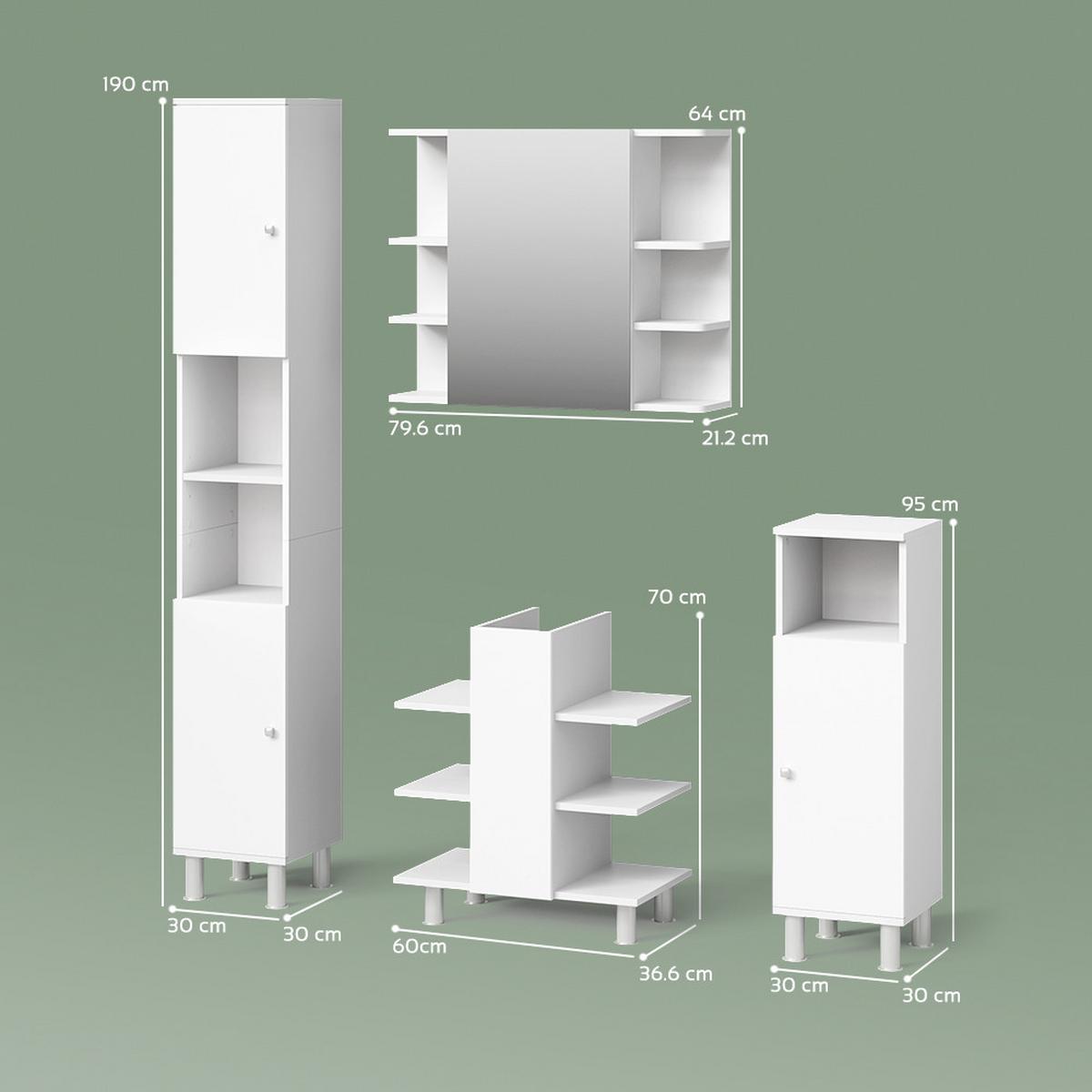 BADMÖBEL-SET Fucino Weiß 4 Teile - Weiß, Holzwerkstoff (79.6/190/36.6cm) - Livinity®