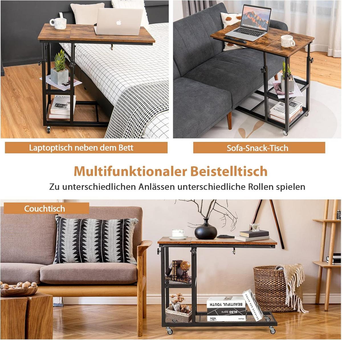LAPTOPTISCH 95cm Braun - Braun, Holz (40/80/95cm) - COSTWAY