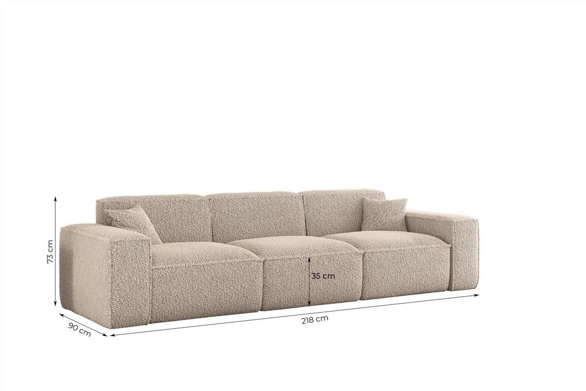 SOFA 3-sitzer Celes Premium In Sven - Rotbraun, Holzwerkstoff/Textil (218/73/90cm) - Fun Möbel
