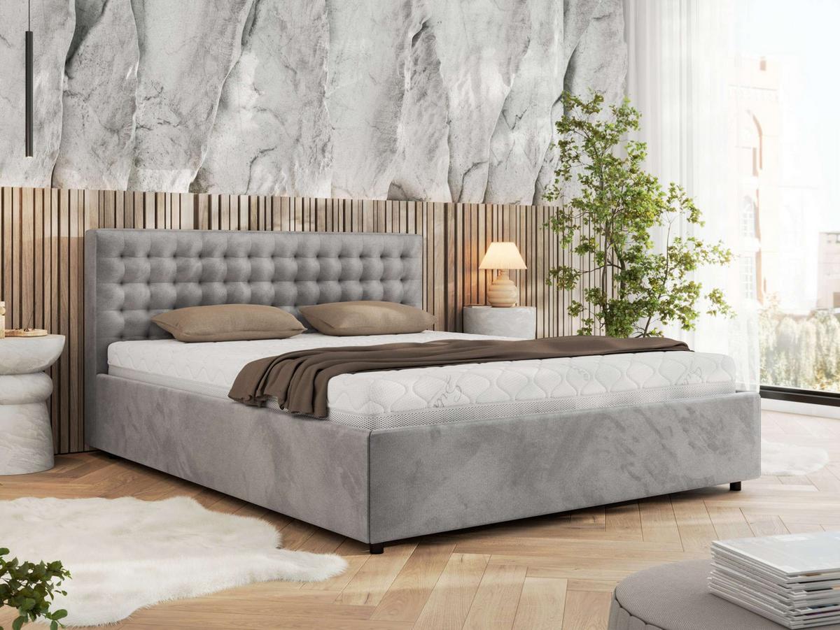 POLSTERBETT PAVO CLASSIC 180/200 - Hellgrau Velvet - Multipocket-Matratze - Hellgrau, Textil (180/200cm) - MKS
