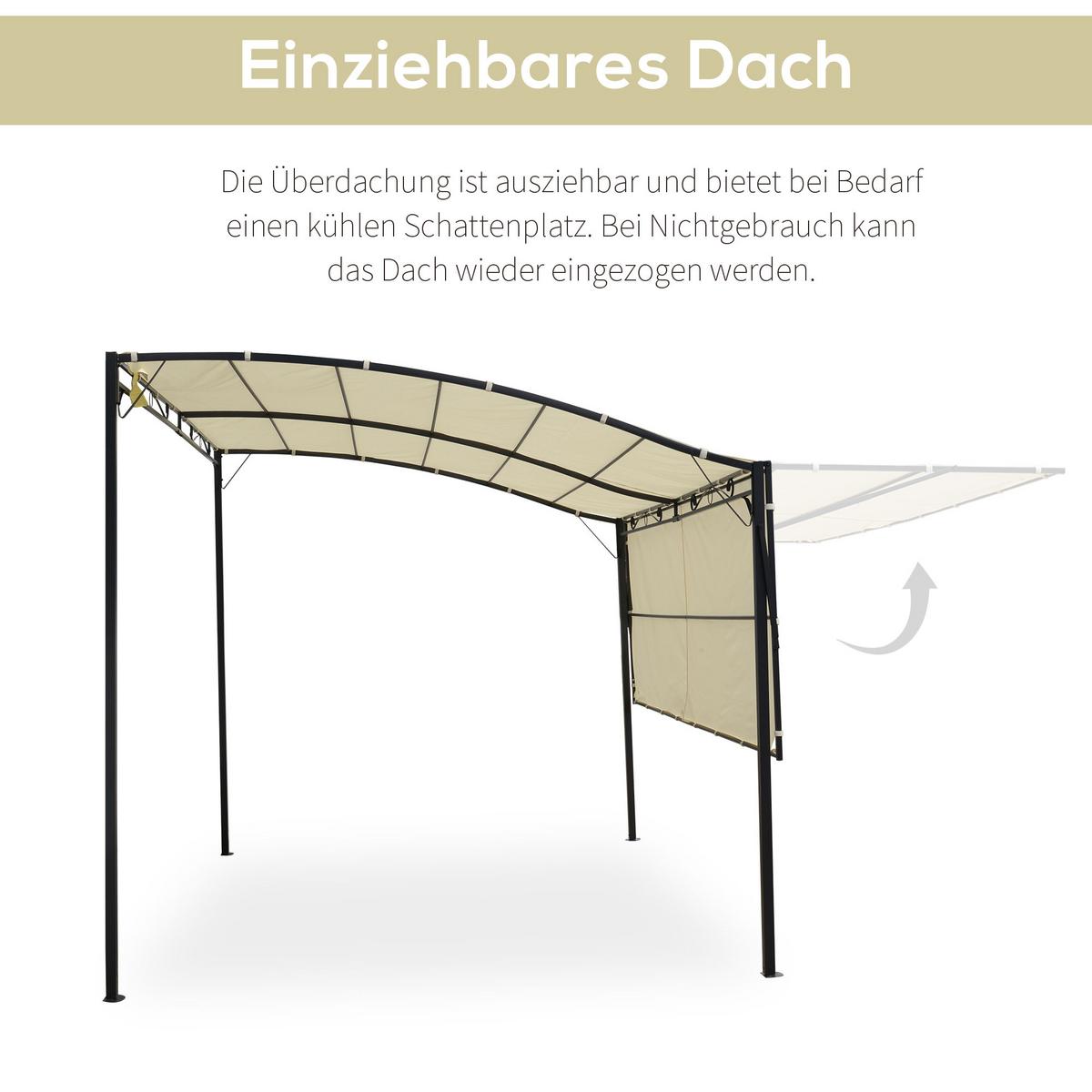 PAVILLON Stahl+Polyester Creme+Schwarz - Creme, Metall (250/250/300cm) - Outsunny