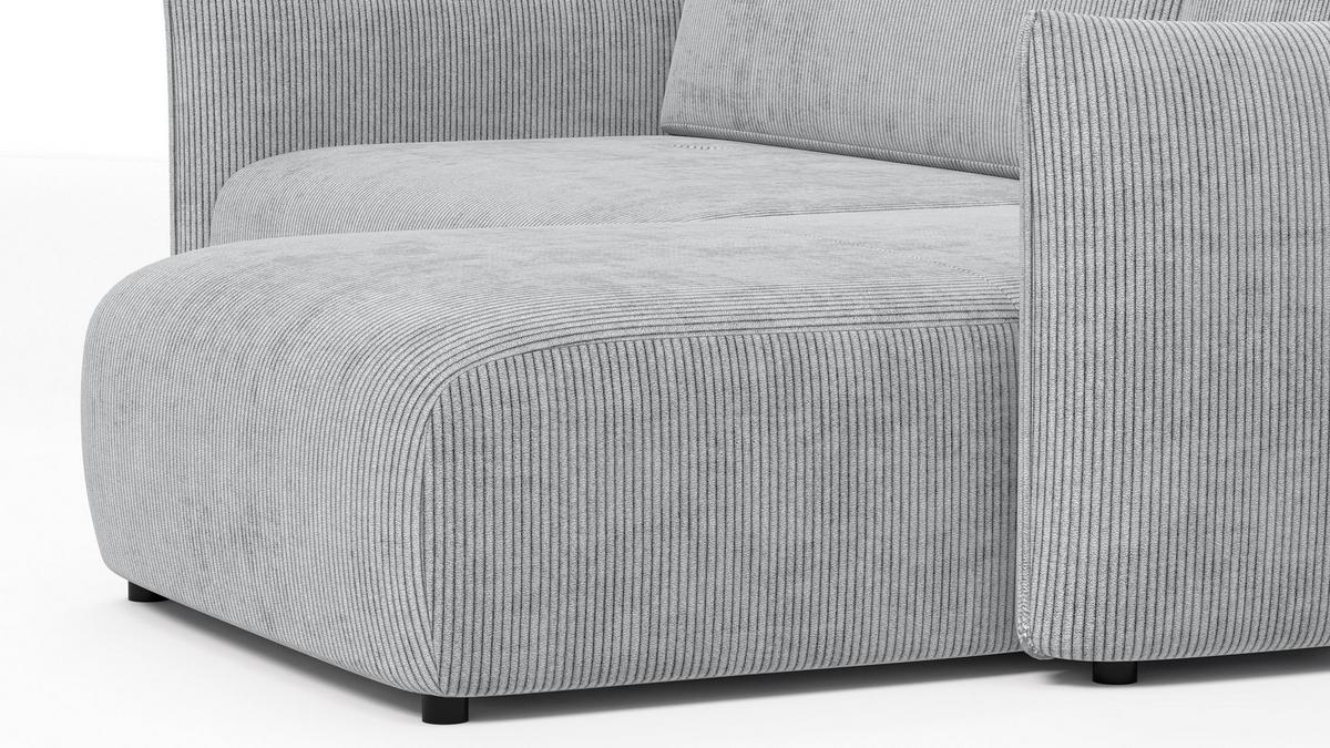 ECKSOFA TAUER 3-Sitzer links, hellgrau - Hellgrau/Schwarz, Holz/Textil (248/173cm) - Wozimo