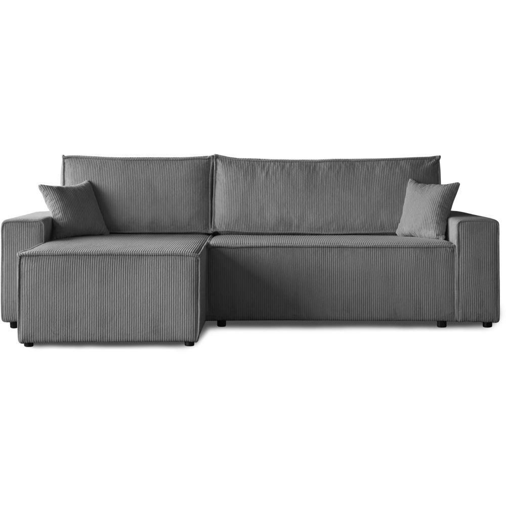 ECKSCHLAFSOFA mit Schlaffunktion Hektor, 277 cm, Ottomane 100 cm, grau - Schwarz/Grau, Kunststoff/Textil (277/152cm) - Beautysofa