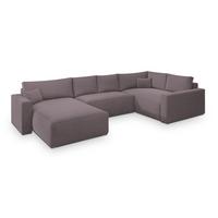 WOHNLANDSCHAFT VELAMI R-S Lila Velours-Stoff mit Schlaffunktion - Lila, Holz (365/83/194cm) - MASSENO