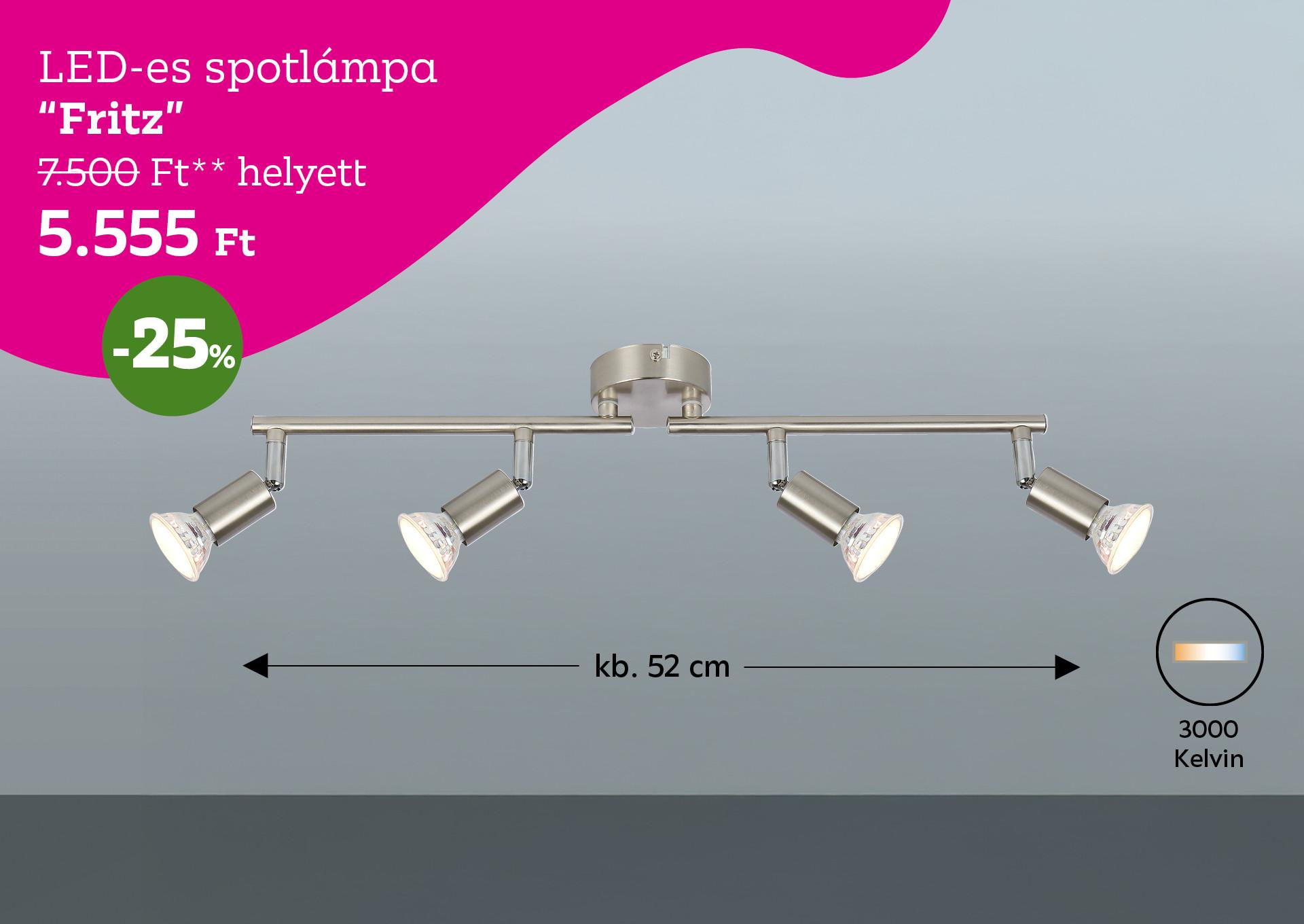 LED-es spotlámpa FRITZ 7500 Forint helyett 5555 Forint, kedvezmény mértéke 25%