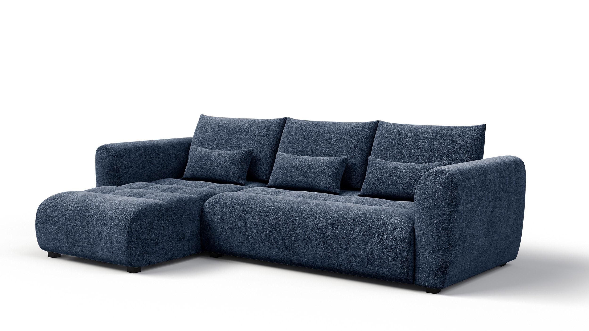 ECKSOFA SORENO 4-Sitzer, dunkelblau - Schwarz/Dunkelblau, Holz/Textil (293/171cm) - Wozimo