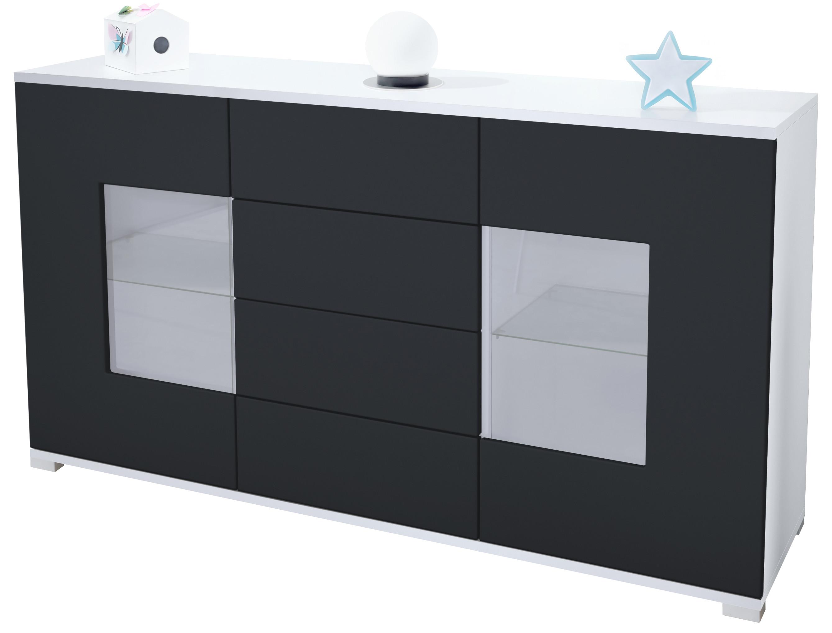 SIDEBOARD Grömitz Schwarz matt - Schwarz, Holzwerkstoff (138.5/75.5/35cm) - Vladon