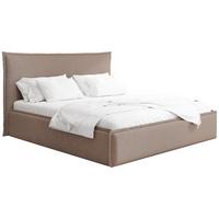 POLSTERBETT Pillow mit Bettkasten, Lattenrost & hohem Kopfteil in Braun Chenille 120x200 cm - Birkefarben/Schwarz, Holz/Kunststoff (120/200cm) - WFL GROUP