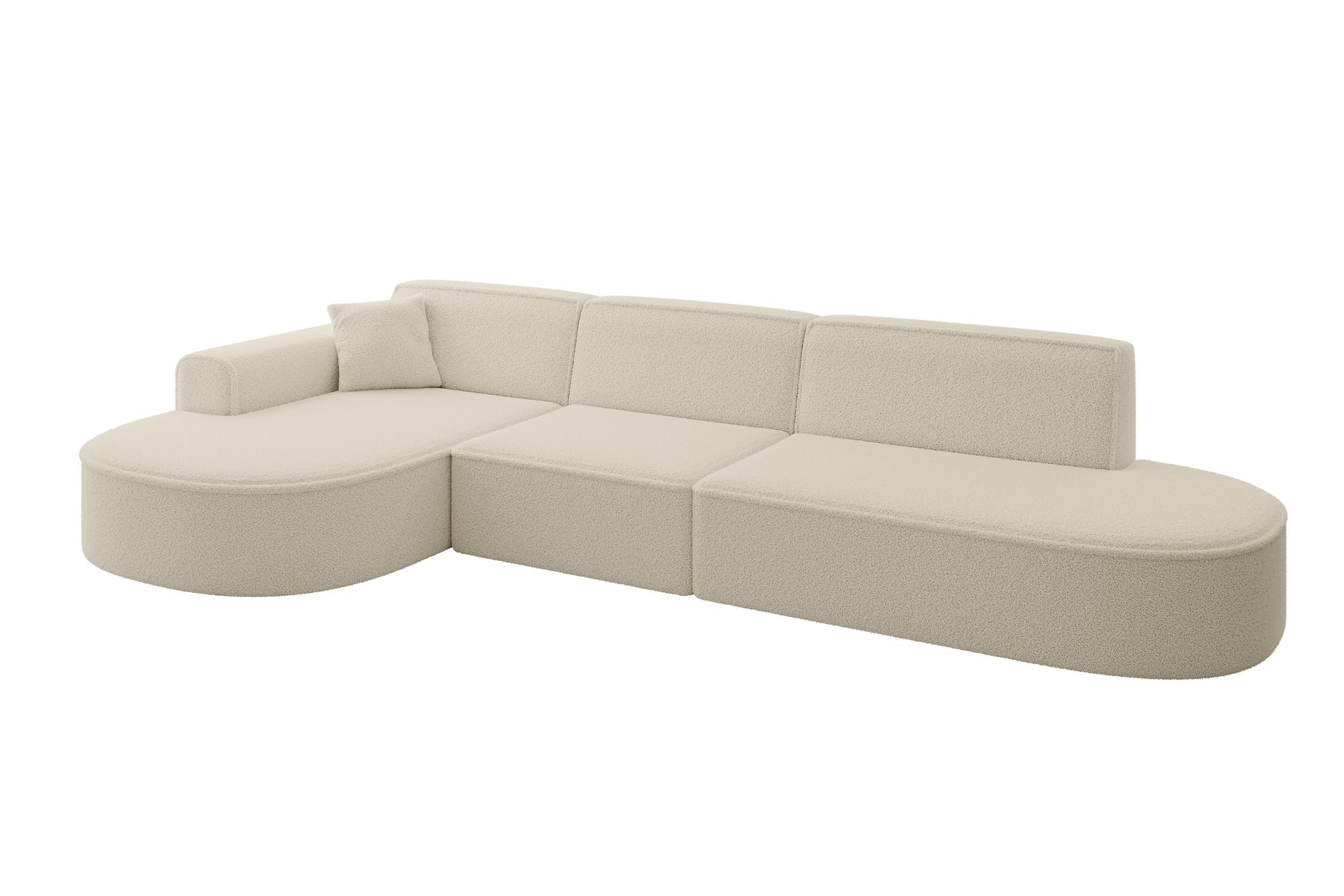 ECKSOFA Ottomane Links MARI-L2 - 328x171x79 cm Beige Bouclé - Beige/Schwarz, Holzwerkstoff/Kunststoff (165/321cm) - ALTDECOR