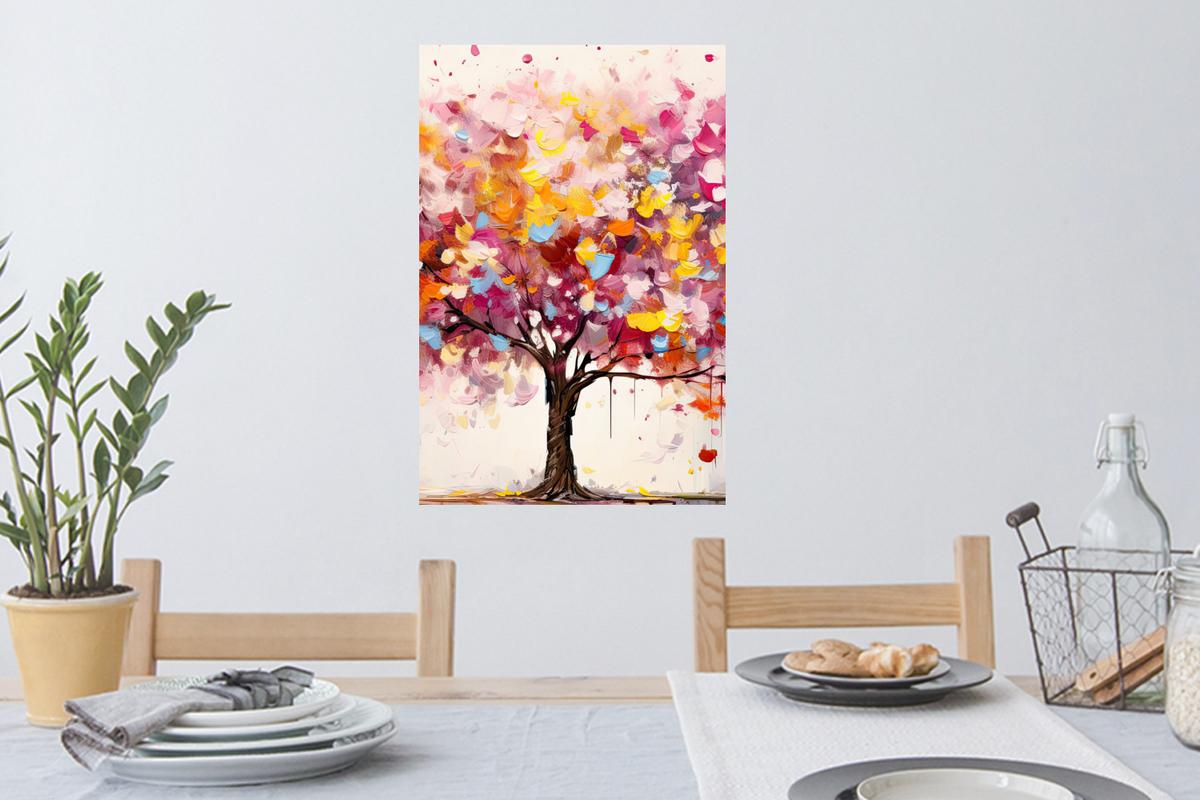 WANDTATTOO Aquarell - Baum - Kunst - Abstrakt Wandbild 40x60 cm - Multicolor, Kunststoff (40/60/0.1cm) - MuchoWow