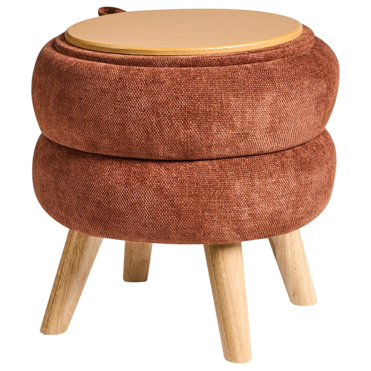 POUF mit Stauraum Chenillegewebe Goldbraun Hawley - Goldfarben, Textil (40/41/40cm) - Beliani