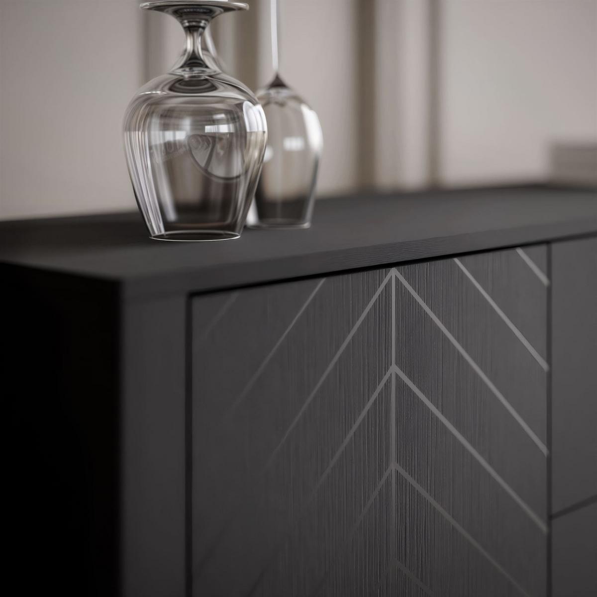 SIDEBOARD mit Schubladen LUMI, Schwarz - Schwarz, Holzwerkstoff (153/95/40cm) - Lookway