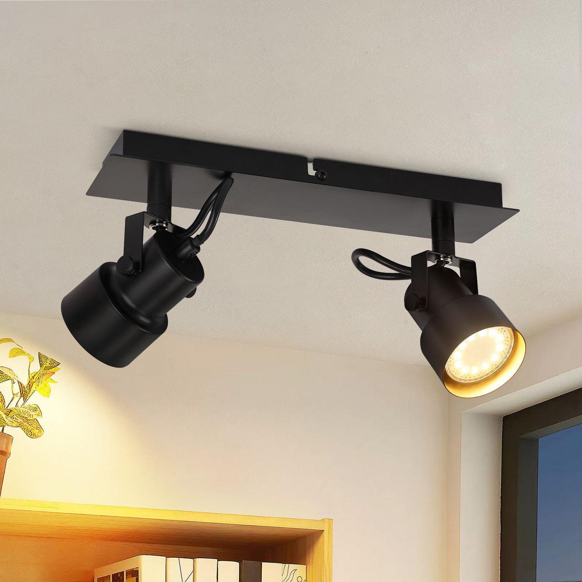 DECKENSTRAHLER Hitzebringer 2-flammig 28/7/10.5cm - Schwarz, Metall (28/7/10.5cm) - Nettlife