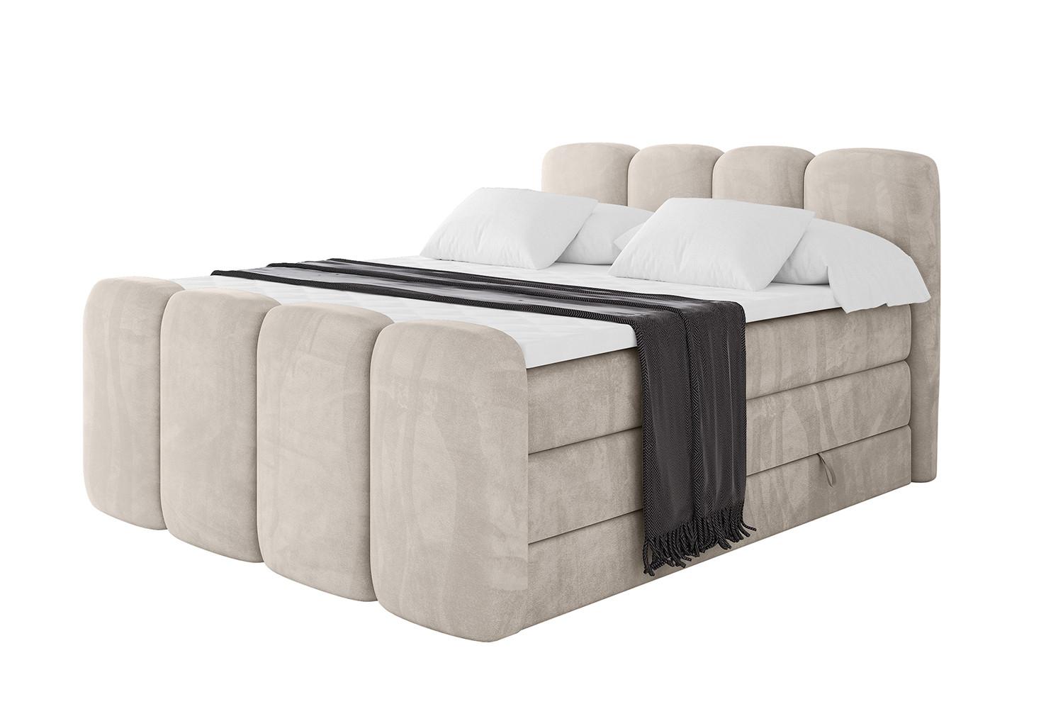 BOXBETT mit Matratze H3|H4 und Lattenrost - NINA-Z KING - 140x200 cm Casablanca - Beige - Champagner, Holzwerkstoff (140/200cm)