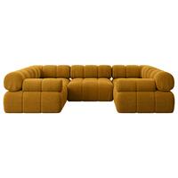 WOHNLANDSCHAFT modulares Sofa Birno-U1 - 285x190x70 cm Senfgelb Cord - Currygelb, Holzwerkstoff/Textil (285/70/190cm) - ALTDECOR