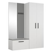 GARDEROBENSCHRANK MODULO 160,6/204/40 cm Modern Garderobe-Set Weiß - Weiß/Grau, Holzwerkstoff (160.6/204/40cm) - MASSENO