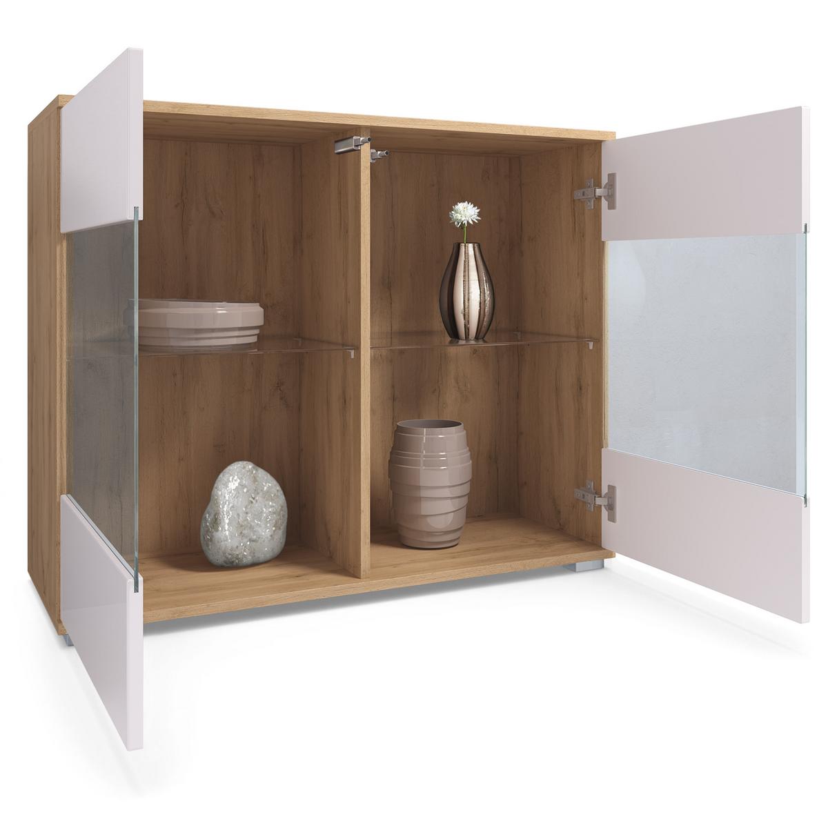 KOMMODE Bari Creme Hochglanz - Creme, Holzwerkstoff (92.5/75.5/35cm) - Vladon