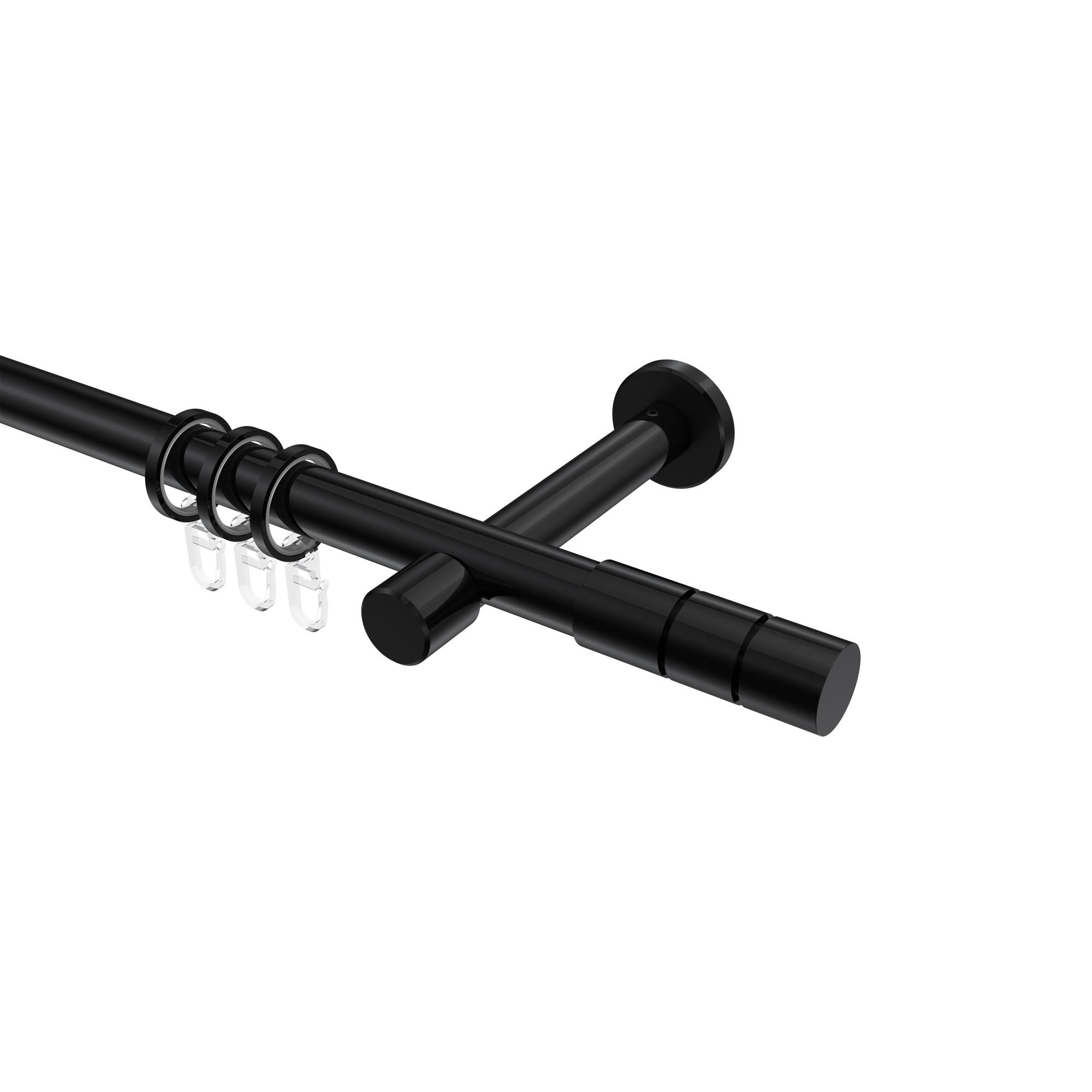 GARDINENSTANGE Prestige Elanto 520 cm (geteilt in 4 x 130 cm), 1-läufig, 20 mm Ø Schwarz - Schwarz, Metall (520cm) - INTERDECO