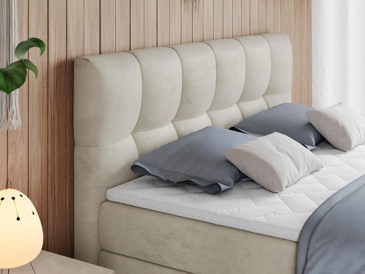BOXSPRINGBETT ALVIN KING 120/200 Beige Velvet - H4 - Beige, Holz/Textil (120/200cm) - MKS