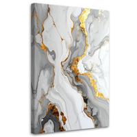 WANDBILD, Abstrakt Marmor grau gold - Weiß, Textil (60/90cm) - Feeby