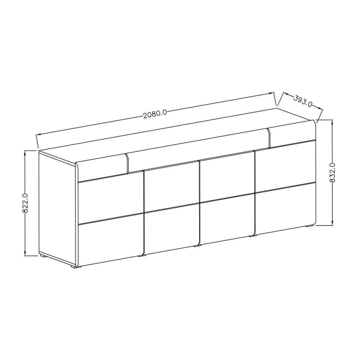 SIDEBOARD Jules Weiß und Holz - Weiß, Holzwerkstoff (208/82/39cm) - Petits-meubles