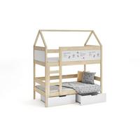 ETAGENBETT TAMI mit Bettkasten 80x160 cm Kieferfarben - Weiß/Kieferfarben, Holz (80/160cm) - MASSENO