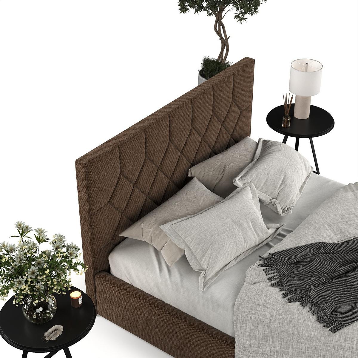 POLSTERBETT Brisa 140/200 cm Braun im Inari Stoff - Schwarz/Naturfarben, Holz/Holzwerkstoff (140/200cm) - AltaBeds