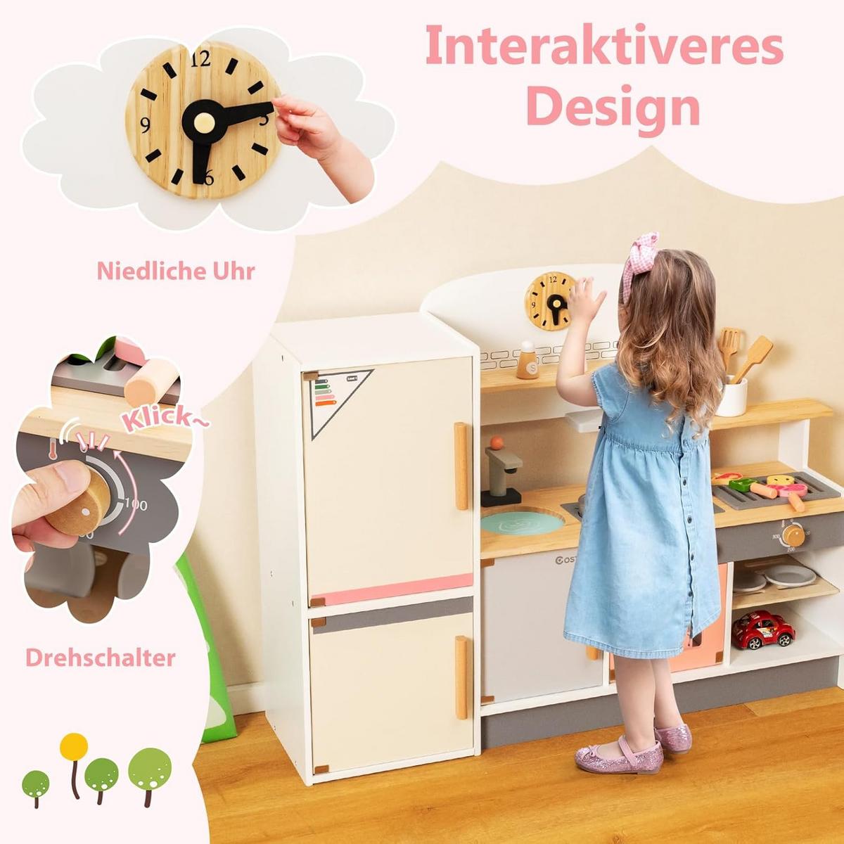 SPIELZEUGKÜCHE Multicolor - Multicolor, Holz (90/65/24cm) - COSTWAY