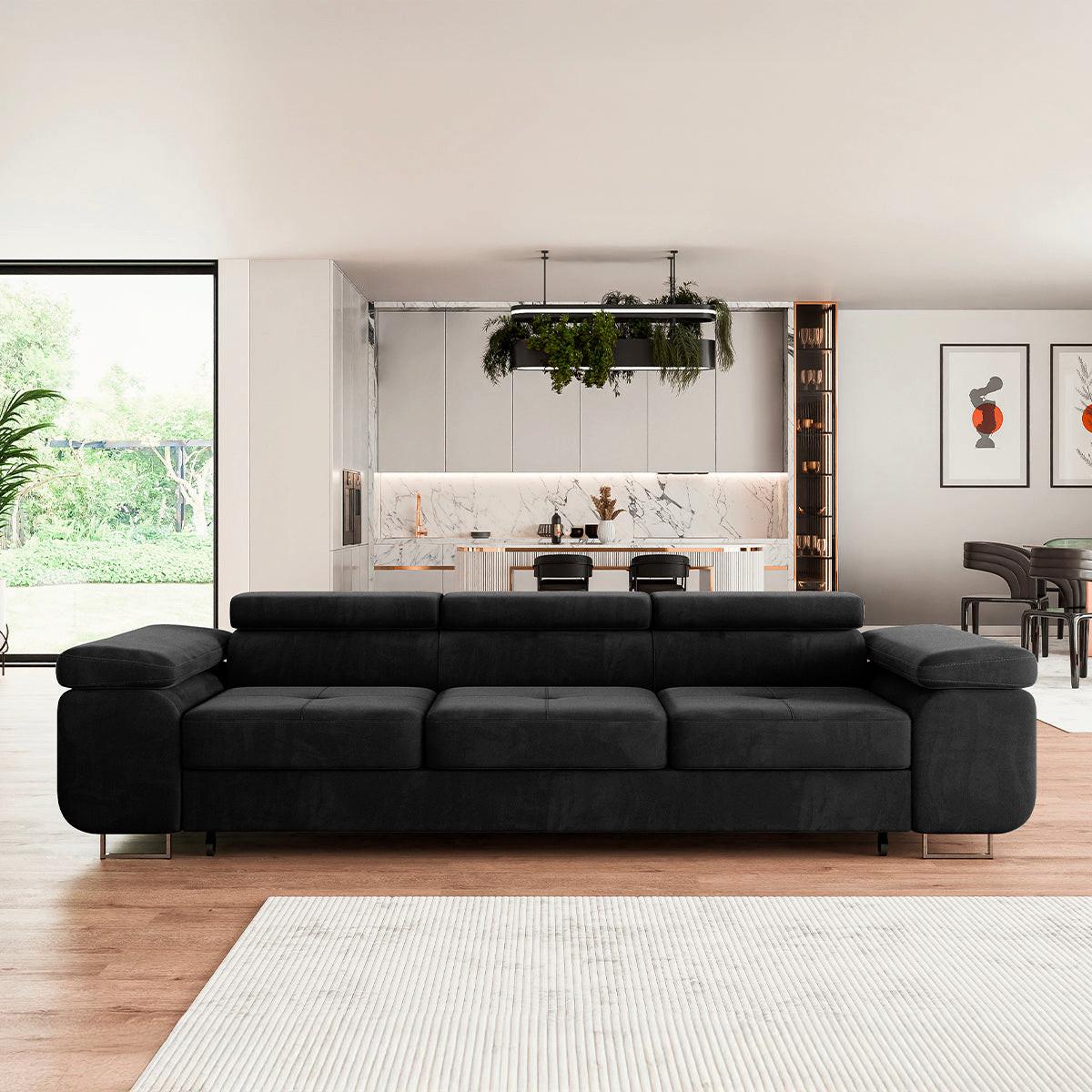 SCHLAFSOFA Wilson 3 Sitzplätze Schwarz - Schwarz, Holzwerkstoff (275/69/100cm) - Petits-meubles