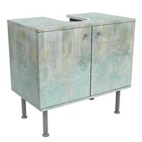 WASCHBECKENUNTERSCHRANK Rustikales Betonmuster Mint 60/55/35 cm - Blau, Holzwerkstoff (60/55/35cm) - Bilderwelten