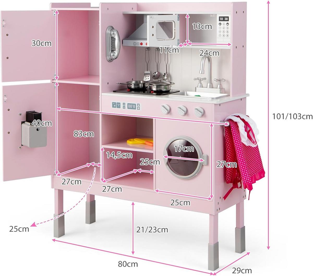 KOCH Spielset Für Kinder Pink - Pink, Holz (83/103/29cm) - COSTWAY
