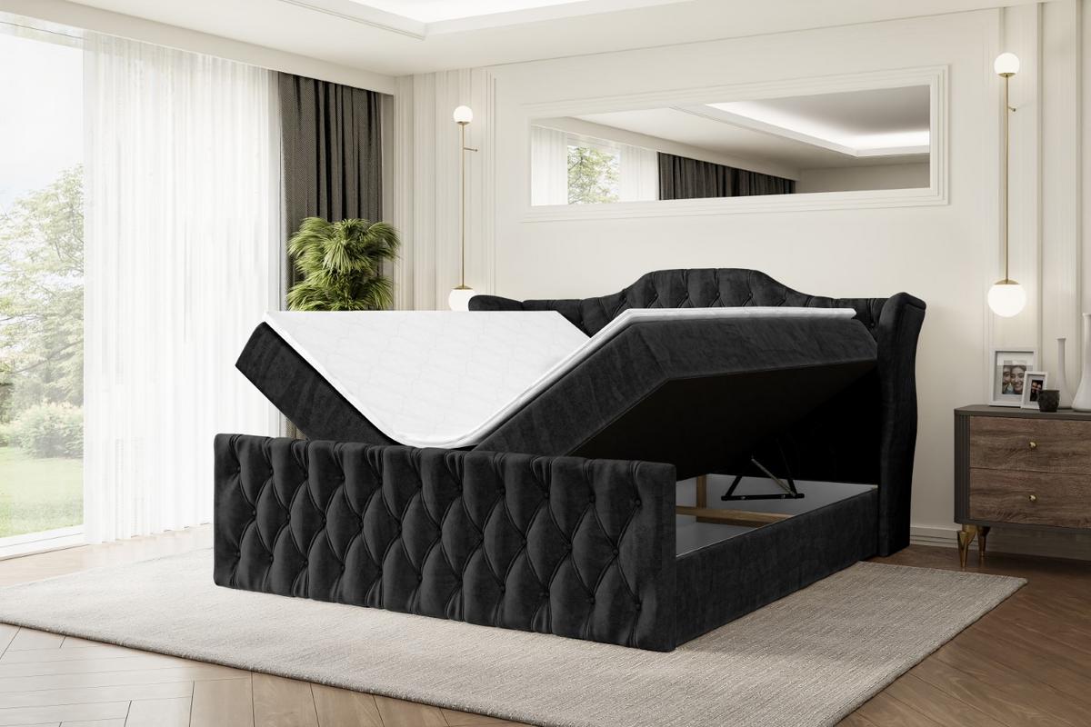 BOXBETT VILA-Z - 140x200 cm - H4 - Schwarz - Schwarz, Holzwerkstoff (140/200cm) - ALTDECOR