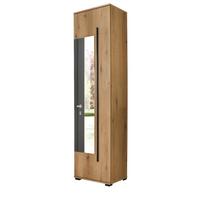 SCHUHSCHRANK Evoke Eiche 50 x 200 cm, Garderobenschrank mit Spiegel - Eichefarben/Schwarz, Glas/Holzwerkstoff (50/200/39cm) - Furn.Design