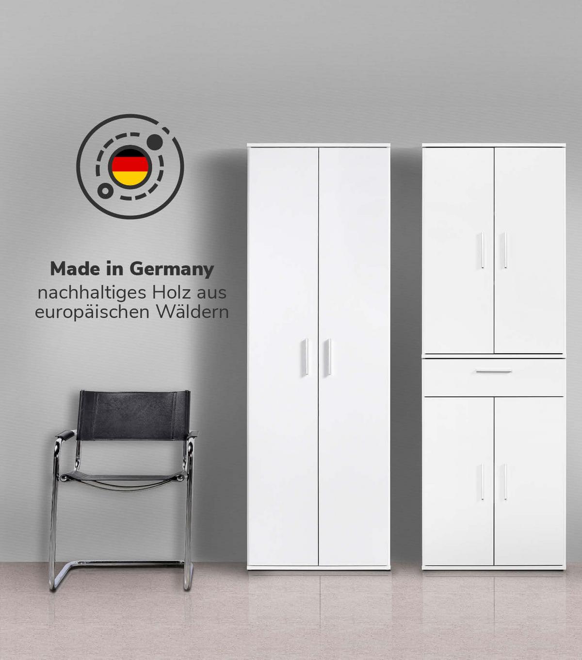 MEHRZWECKSCHRANK SET Der Allzweckwaffe - Silberfarben/Grau, Holzwerkstoff (60/180/34cm) - Mokebo