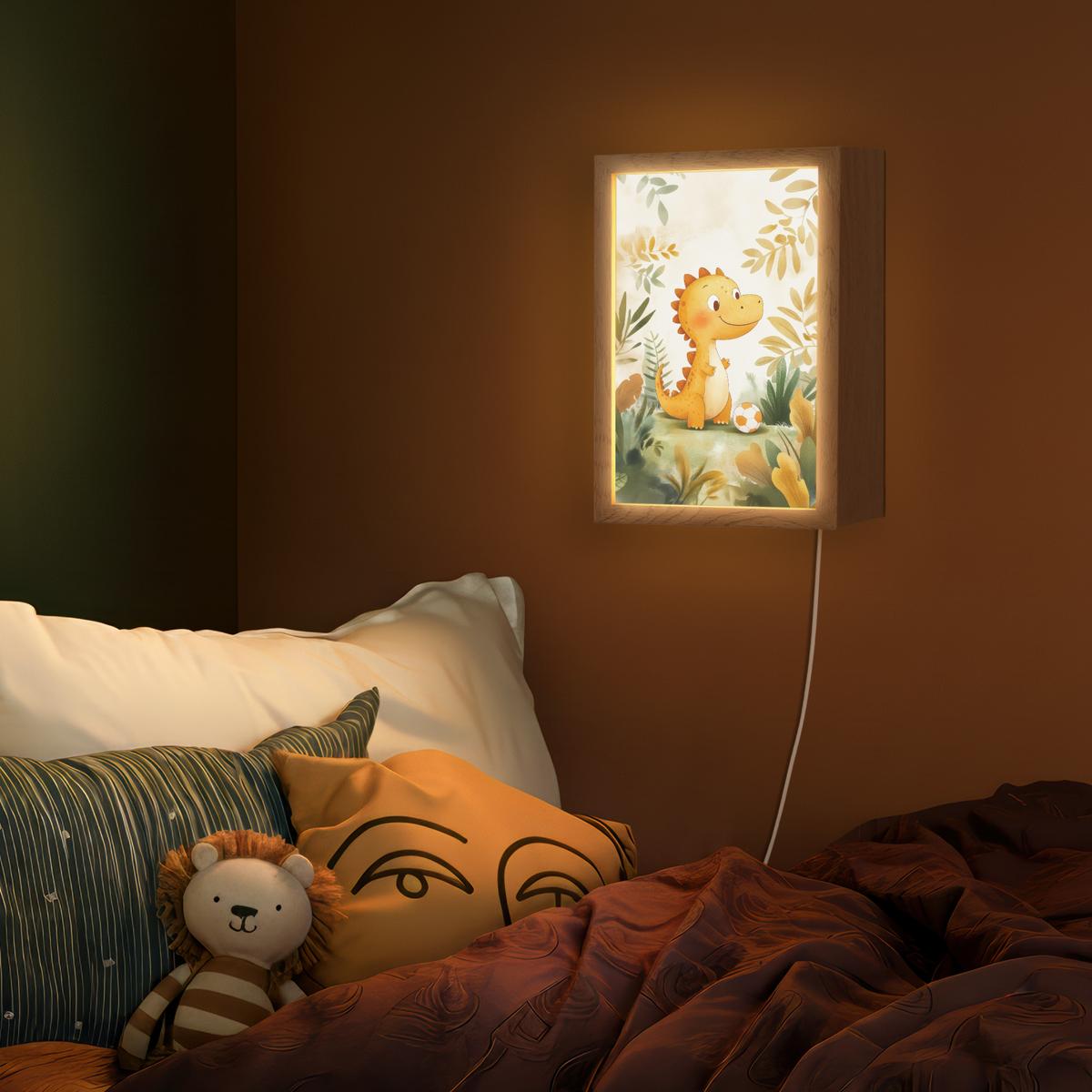 WANDLEUCHTE Dino - Fußball - Orange 20x30 cm - Beige, Holzwerkstoff (20/30/8cm) - OnlyWow