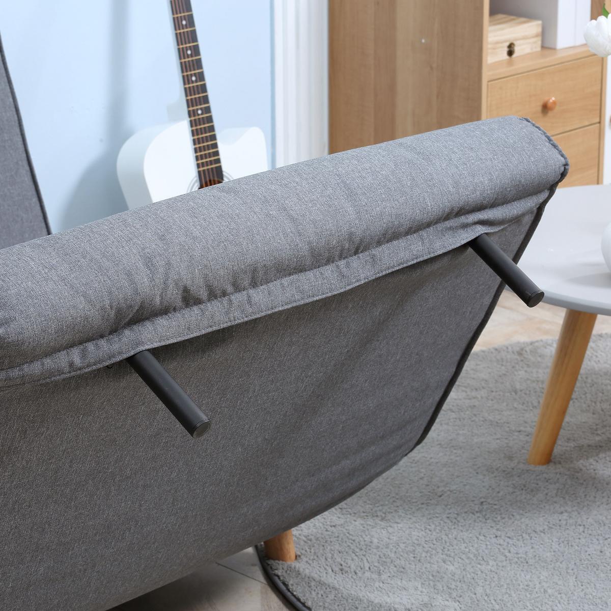 EINZELSOFA Sofabett Klappsofa verstellbar Rückenlehne nordisch skandinavisch - Naturfarben/Grau, Holz/Textil (78/80/94cm) - HOMCOM
