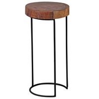 BEISTELLTISCH Massivholz Metallgestell Baumstammplatte Landhausstil INDI, Braun 28x28x55 cm - Schwarz/Braun, Holz/Metall (28/28/55cm) - KADIMA DESIGN