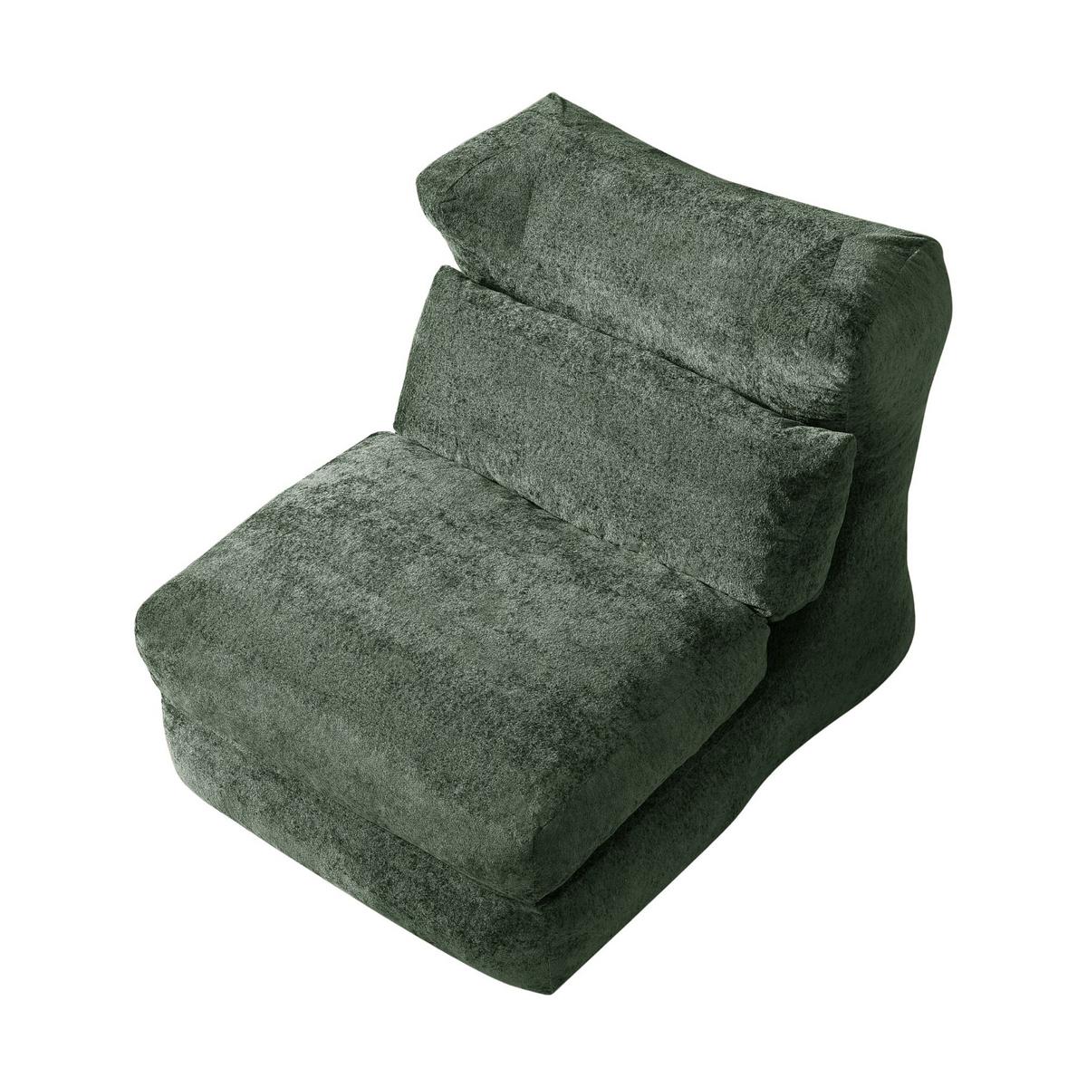 LOUNGE SESSEL Chenille Optik umwandelbar zum Liegestuhl - Grün, Textil (90/86/118cm) - Urban Meuble