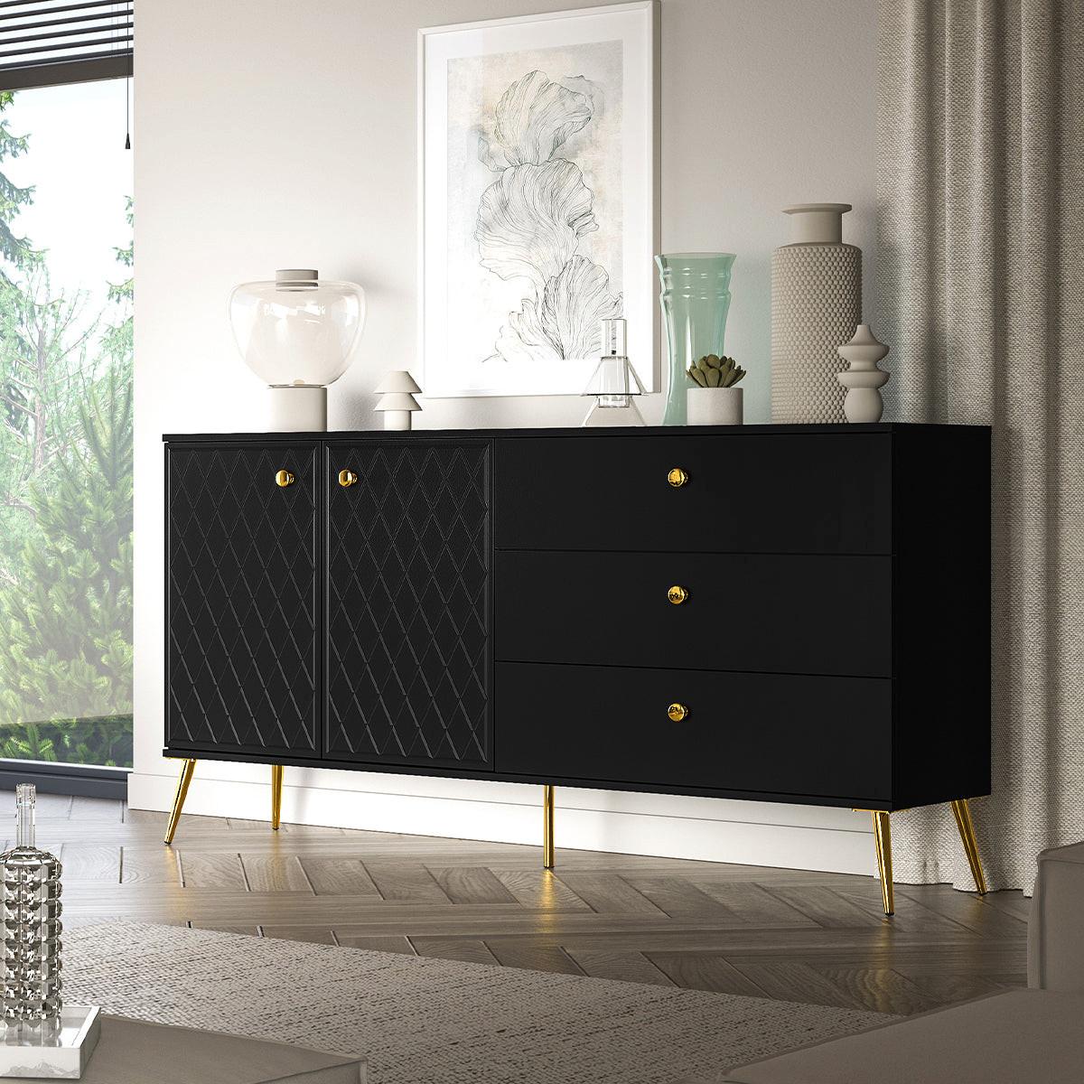 SIDEBOARD Manoé Schwarz - Schwarz, Holzwerkstoff (160/85/40cm) - Petits-meubles